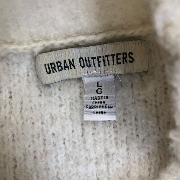 Urban Outfitters $64 Cleo Mock Neck Cropped Sweater Size L Pearl White Soft - Picture 7 of 10